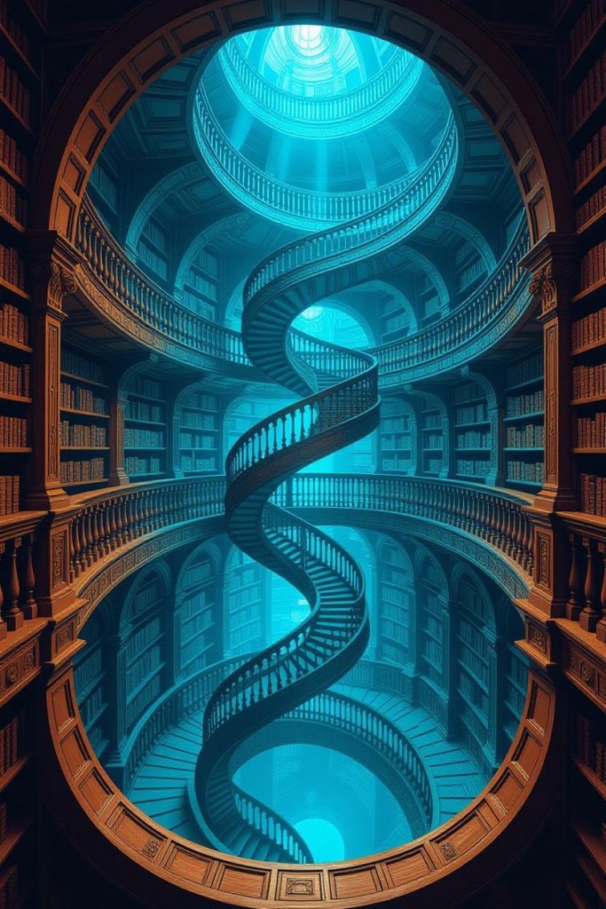 illustration of the endless library